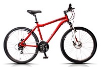 Red mountain bike bicycle vehicle wheel. AI generated Image by rawpixel.