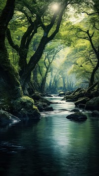 River landscape nature vegetation. AI generated Image by rawpixel.