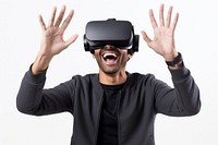 Man experiencing VR portrait photo hand. AI generated Image by rawpixel.