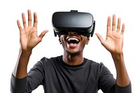 Man experiencing VR portrait photo hand. AI generated Image by rawpixel.