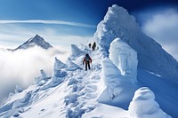 Snow mountain climbing recreation outdoors winter. AI generated Image by rawpixel.