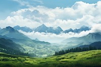 Spring mountains landscape panoramic outdoors. AI generated Image by rawpixel.