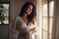 Moroccan pregnant woman drink drinking person. AI generated Image by rawpixel.