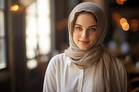 Lebanese female student portrait person scarf. 