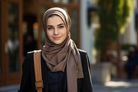 Lebanese female student portrait person scarf. 
