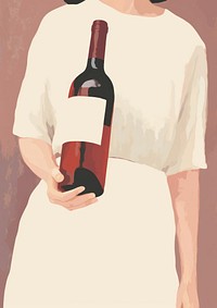 Female hand holding red wine bottle drink adult refreshment. AI generated Image by rawpixel.