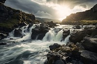 Sprinwater in iceland waterfall landscape outdoors. AI generated Image by rawpixel.
