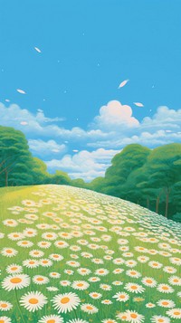 Daisy field backgrounds grassland outdoors. AI generated Image by rawpixel.
