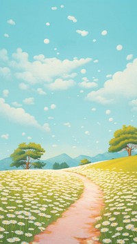 Daisy field landscape grassland outdoors. AI generated Image by rawpixel.