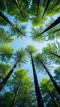 Spring forest trees sky landscape outdoors. AI generated Image by rawpixel.