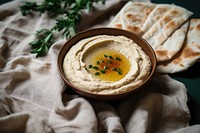Hummus bread table food. AI generated Image by rawpixel.