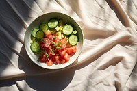 Poke bowl vegetable cucumber plate. AI generated Image by rawpixel.