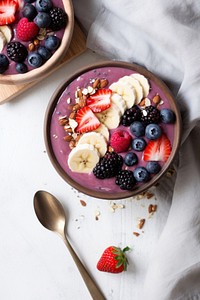Acai bowl blackberry blueberry dessert. AI generated Image by rawpixel.