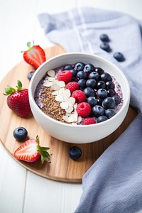 Acai bowl blueberry fruit table. AI generated Image by rawpixel.