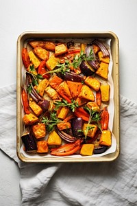 Roasted root vegetable food meal meat. AI generated Image by rawpixel.