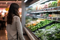 Women are choosing healthy foods in supermarkets adult refrigerator greengrocer. AI generated Image by rawpixel.