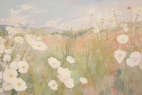 Flower field painting backgrounds plant. AI generated Image by rawpixel.