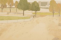 Park in the city outdoors painting drawing. AI generated Image by rawpixel.