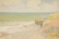 Beach painting backgrounds art. AI generated Image by rawpixel.