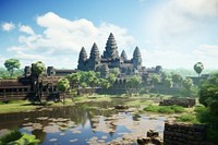Angkor Wat landmark spirituality architecture. AI generated Image by rawpixel.
