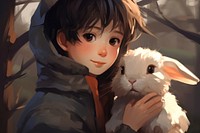 Rabbit being human anime cute representation. AI generated Image by rawpixel.