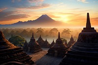 Borobudur architecture landscape building. 