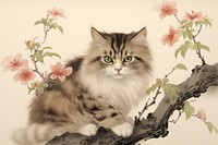 Cat painting mammal animal. AI generated Image by rawpixel.