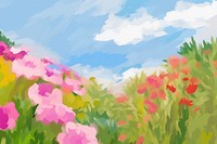 Landscpae background flower backgrounds painting. AI generated Image by rawpixel.