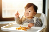 Eat baby food innocence happiness babyhood. AI generated Image by rawpixel.