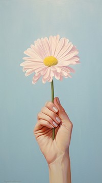 Close up woman hand holding daisy flower finger petal. AI generated Image by rawpixel.