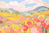 Landscape background flower art backgrounds. AI generated Image by rawpixel.