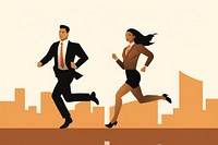 Business man and girl running to goal footwear jogging adult. AI generated Image by rawpixel.