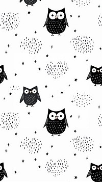 Owl pattern backgrounds black. AI generated Image by rawpixel.