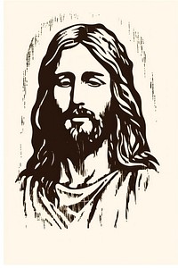 Jesus portrait drawing stencil. AI generated Image by rawpixel.