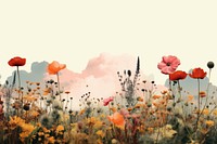 Collage Retro dreamy of field flowers landscape boder outdoors nature plant. AI generated Image by rawpixel.