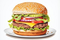 Burger plate food hamburger. AI generated Image by rawpixel.