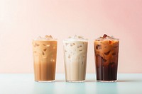 2 iced coffee drink milk refreshment. AI generated Image by rawpixel.
