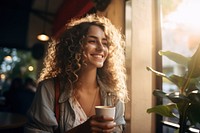 Coffee cup smile adult drink. AI generated Image by rawpixel.