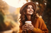 Coffee cup smile laughing adult. AI generated Image by rawpixel.