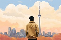A African exchange student in Toronto tower architecture building. AI generated Image by rawpixel.