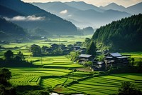 Countryside in japan architecture landscape outdoors. 