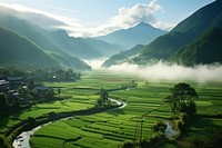 Countryside in japan landscape outdoors nature. AI generated Image by rawpixel.