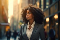 Black business woman walking portrait looking adult. AI generated Image by rawpixel.