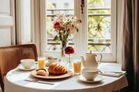 Brunch table windowsill furniture. AI generated Image by rawpixel.