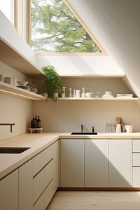 Minimal kitchen architecture building window. 