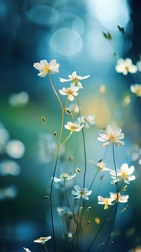 Nature bokeh with flowers outdoors blossom plant. 