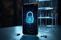 Keylock hologram security screen phone. AI generated Image by rawpixel.