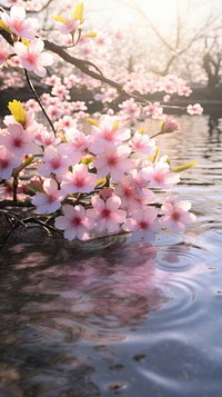 Spring sakura outdoors blossom nature. AI generated Image by rawpixel.