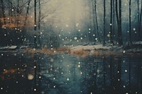 Woodland with lake snow landscape outdoors. AI generated Image by rawpixel.