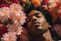 African american young man flower portrait plant. AI generated Image by rawpixel.